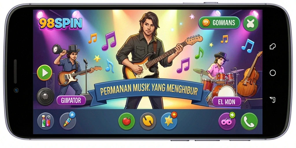 Tampilan gameplay seru dari 98SPIN yang menunjukkan tantangan musik.