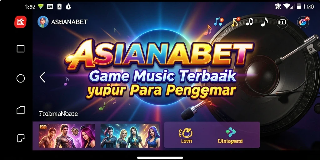 Tampilan interaktif aplikasi ASIANABET dengan berbagai genre musik.