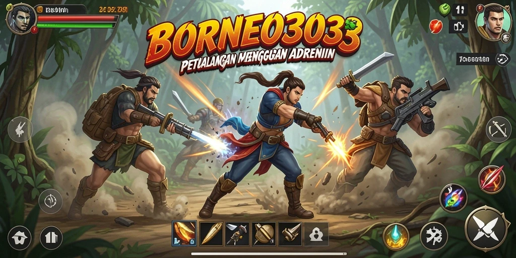 Tangkapan layar dari gameplay pertarungan mendebarkan di BORNEO303.