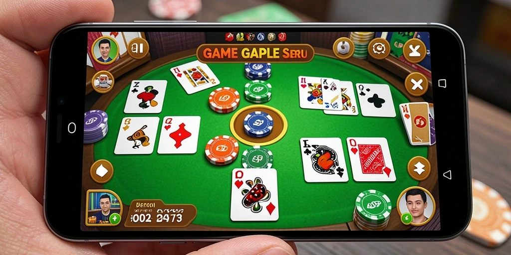 Screenshot gameplay D73 yang menunjukkan momen seru bermain Gaple.