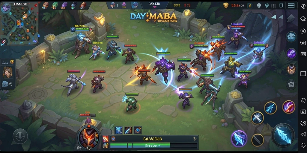 Screenshot DAYA138 menampilkan aksi seru dalam permainan MOBA.