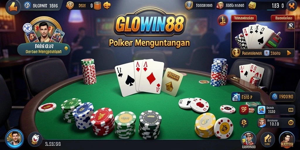 Screenshot dari gameplay seru GLOWIN88 yang menampilkan aksi poker.