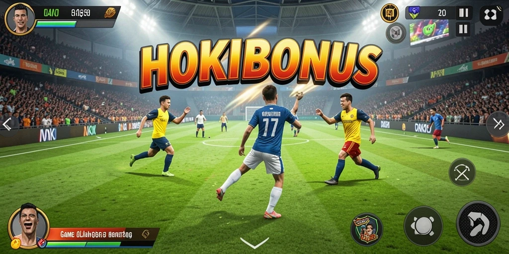 Tampilan utama gameplay HOKIBONUS yang menunjukkan aksi olahraga.