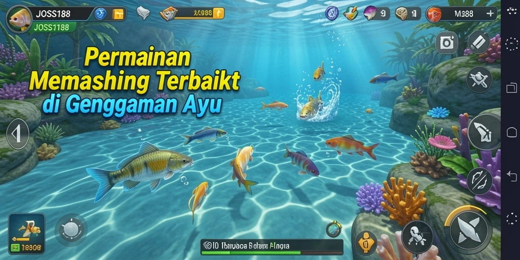 Screenshot JOSS188 menampilkan gameplay seru saat memancing ikan.