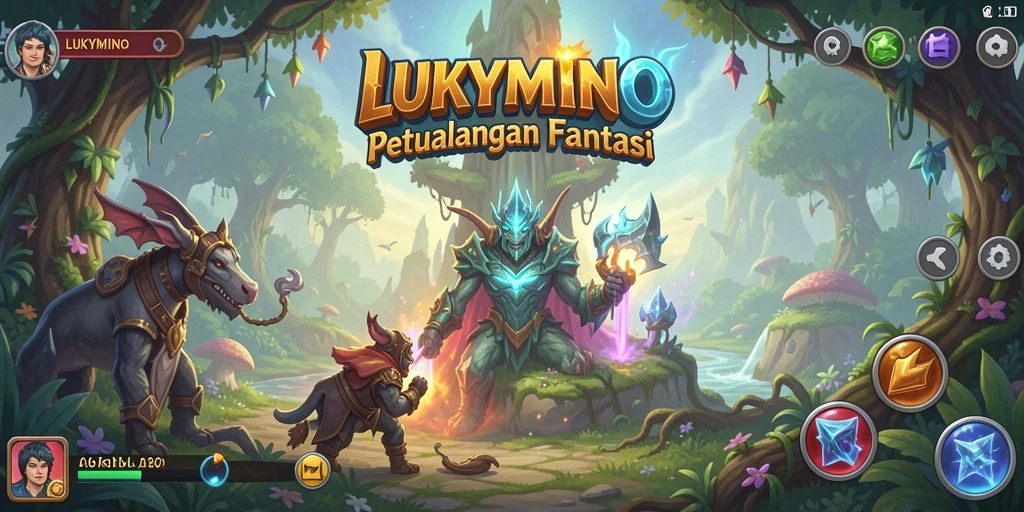 Tampilan gameplay intens dengan karakter dan monster fantastis.
