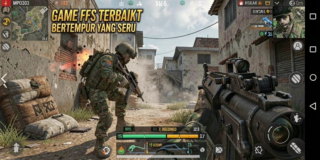 Tangkapan layar utama MPO303 menampilkan aksi gameplay FPS yang mendebarkan.