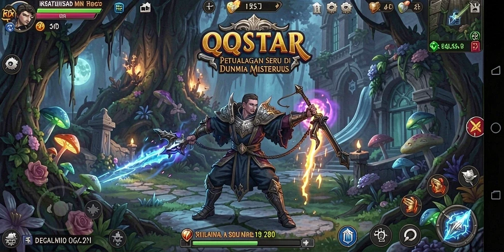 Tampilan gameplay <strong>QQSTAR</strong> yang menampilkan momen petualangan yang mendebarkan.