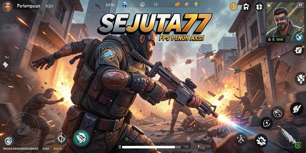 Tampilan seru dari pertempuran FPS di SEJUTA77 dengan berbagai senjata.